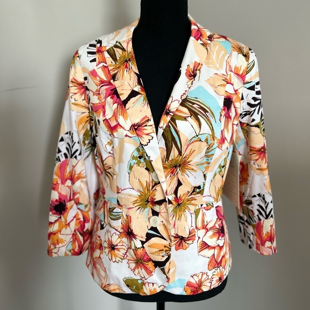 Boston Proper Floral orange and magenta Blazer/Jacket, size 10-NWT